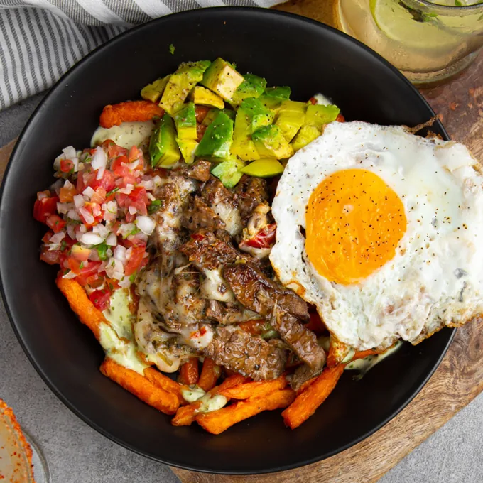 Steak and sweetfries — Oye Chico, comida cubana