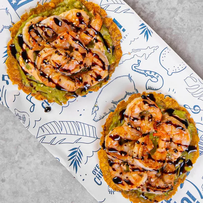 Tostadas de camarón — Oye Chico, comida cubana